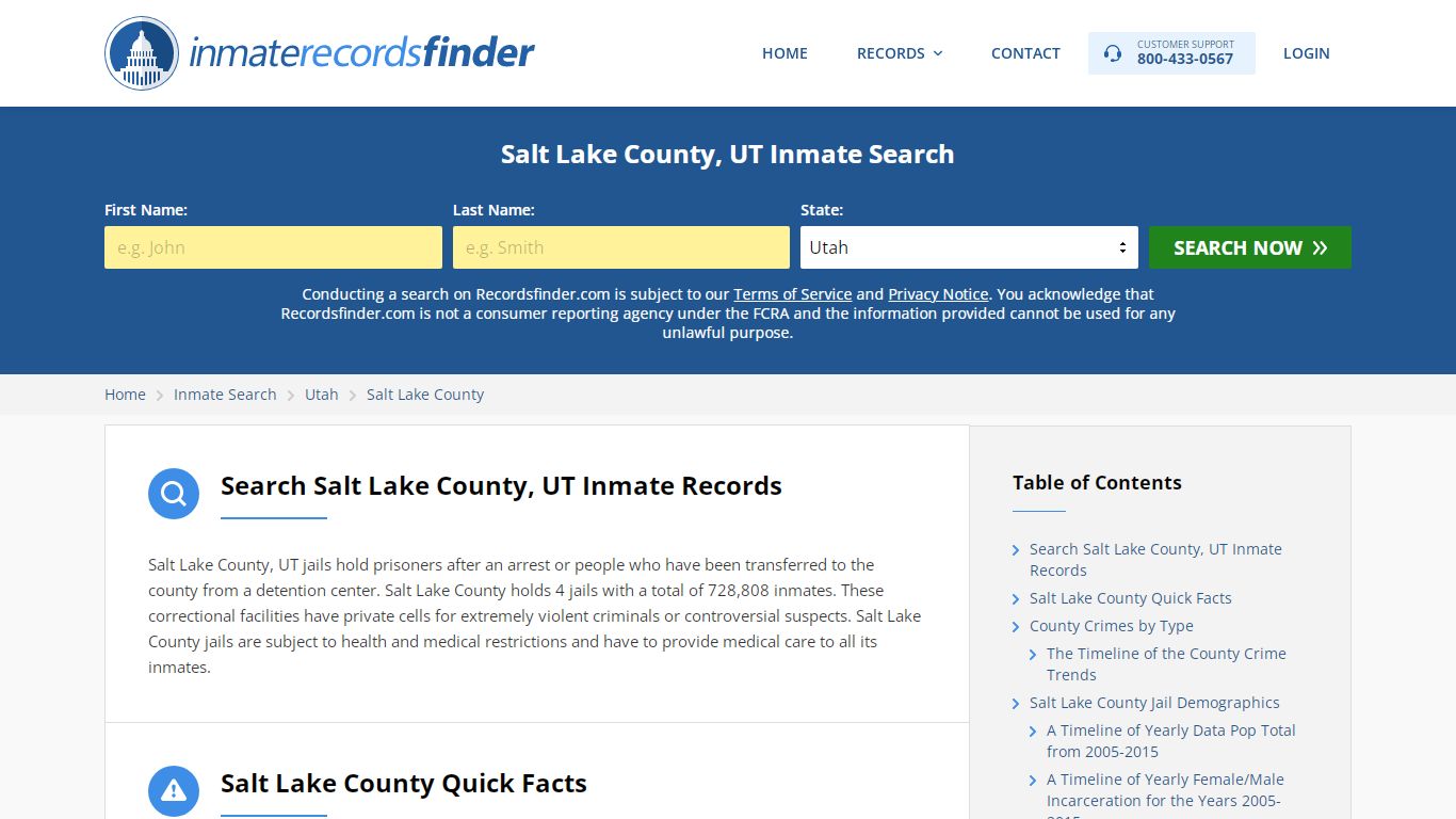Salt Lake County, UT Inmate Lookup & Jail Records Online - RecordsFinder